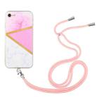 For iPhone SE 2022 / SE 2020 / 8 / 7 Lanyard Stitching Marble TPU Case(Pink Marble) - 1