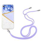 For iPhone SE 2022 / SE 2020 / 8 / 7 Lanyard Stitching Marble TPU Case(Purple) - 1