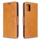 For Galaxy A51 Retro Lambskin Texture Pure Color Horizontal Flip PU Leather Case with Holder & Card Slots & Wallet & Lanyard(Yellow) - 1