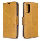 For Galaxy S20 Retro Lambskin Texture Pure Color Horizontal Flip PU Leather Case with Holder & Card Slots & Wallet & Lanyard(Yellow) - 1