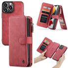 For iPhone 13 Pro Max CaseMe 007 Multifunctional Detachable Billfold Phone Leather Case (Red) - 1