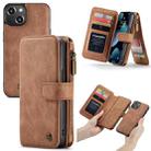 For iPhone 13 CaseMe 007 Multifunctional Detachable Billfold Phone Leather Case(Brown) - 1