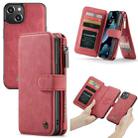 For iPhone 13 mini CaseMe 007 Multifunctional Detachable Billfold Phone Leather Case (Red) - 1