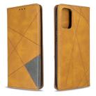 For Galaxy S20+ Rhombus Texture Horizontal Flip Magnetic Leather Case with Holder & Card Slots(Yellow) - 1