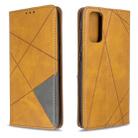 For Galaxy S20 Rhombus Texture Horizontal Flip Magnetic Leather Case with Holder & Card Slots(Yellow) - 1