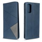 For Galaxy S20 Rhombus Texture Horizontal Flip Magnetic Leather Case with Holder & Card Slots(Blue) - 1