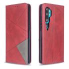 For Xiaomi CC9 Pro Rhombus Texture Horizontal Flip Magnetic Leather Case with Holder & Card Slots(Red) - 1