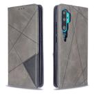For Xiaomi CC9 Pro Rhombus Texture Horizontal Flip Magnetic Leather Case with Holder & Card Slots(Grey) - 1