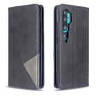 For Xiaomi CC9 Pro Rhombus Texture Horizontal Flip Magnetic Leather Case with Holder & Card Slots(Black) - 1