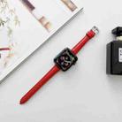 Genuine Leather Watch Band For Apple Watch Ultra 49mm&Watch Ultra 2 49mm / Series 9&8&7 45mm / SE 3&SE 2&6&SE&5&4 44mm / 3&2&1 42mm(Red) - 1