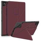 For Samsung Galaxy Tab A8 2021 Cloth Texture Multi-folding PU Leather Tablet Case(Wine Red) - 1