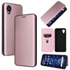 For Kyocera DIGNO BX2 Carbon Fiber Texture Horizontal Flip PU Phone Case(Pink) - 1