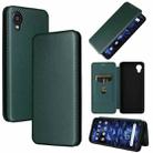 For Kyocera DIGNO BX2 Carbon Fiber Texture Horizontal Flip PU Phone Case(Green) - 1