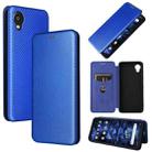 For Kyocera DIGNO BX2 Carbon Fiber Texture Horizontal Flip PU Phone Case(Blue) - 1