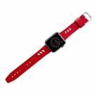 Genuine Leather Nylon Watch Band For Apple Watch Series 8&7 41mm / SE 2&6&SE&5&4 40mm / 3&2&1 38mm(Red) - 1