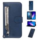 For Xiaomi Redmi Note 8 Fashion Calf Texture Zipper Horizontal Flip PU Leather Case, with Holder & Card Slots & Wallet(Blue) - 1