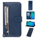 For Xiaomi Redmi Note 8 Pro Fashion Calf Texture Zipper Horizontal Flip PU Leather Case, with Holder & Card Slots & Wallet(Blue) - 1