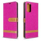 For Galaxy S20+ Color Matching Denim Texture Horizontal Flip PU Leather Case with Holder & Card Slots & Wallet & Lanyard(Rose Red) - 1