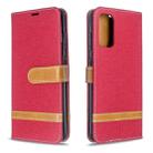 For Galaxy S20 Color Matching Denim Texture Horizontal Flip PU Leather Case with Holder & Card Slots & Wallet & Lanyard(Red) - 1