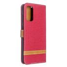 For Galaxy S20 Color Matching Denim Texture Horizontal Flip PU Leather Case with Holder & Card Slots & Wallet & Lanyard(Red) - 3