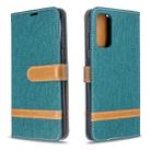 For Galaxy S20 Color Matching Denim Texture Horizontal Flip PU Leather Case with Holder & Card Slots & Wallet & Lanyard(Green) - 1