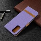 For Galaxy S20 Color Matching Denim Texture Horizontal Flip PU Leather Case with Holder & Card Slots & Wallet & Lanyard(Purple) - 8