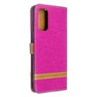 For Galaxy S20 Color Matching Denim Texture Horizontal Flip PU Leather Case with Holder & Card Slots & Wallet & Lanyard(Rose Red) - 3