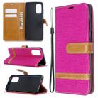 For Galaxy S20 Color Matching Denim Texture Horizontal Flip PU Leather Case with Holder & Card Slots & Wallet & Lanyard(Rose Red) - 6