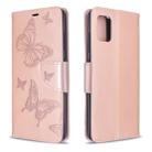 For Galaxy A51 Embossing Two Butterflies Pattern Horizontal Flip PU Leather Case with Holder & Card Slot & Wallet & Lanyard(Gold) - 1