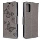 For Galaxy S20+ Embossing Two Butterflies Pattern Horizontal Flip PU Leather Case with Holder & Card Slot & Wallet & Lanyard(Grey) - 1