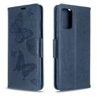 For Galaxy S20 Ultra Embossing Two Butterflies Pattern Horizontal Flip PU Leather Case with Holder & Card Slot & Wallet & Lanyard(Blue) - 1