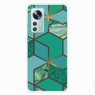 For Xiaomi 12 Pro Abstract Marble Pattern TPU Phone Case(Rhombus Green) - 1