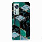 For Xiaomi 12 Pro Abstract Marble Pattern TPU Phone Case(Rhombus Dark Green) - 1