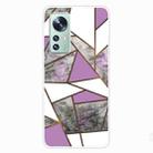 For Xiaomi 12 Pro Abstract Marble Pattern TPU Phone Case(Rhombus Gray Purple) - 1