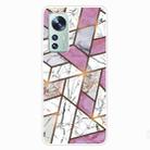 For Xiaomi 12 Pro Abstract Marble Pattern TPU Phone Case(Rhombus White Purple) - 1