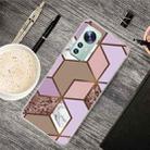 For Xiaomi 12 / 12X 5G Abstract Marble Pattern TPU Phone Case(Rhombus Orange Purple) - 1