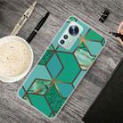 For Xiaomi 12 / 12X 5G Abstract Marble Pattern TPU Phone Case(Rhombus Green) - 1