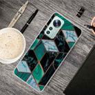 For Xiaomi 12 / 12X 5G Abstract Marble Pattern TPU Phone Case(Rhombus Dark Green) - 1