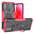 For Motorola Moto G Power 2022 Armor Bear Shockproof PC + TPU Phone Case with Ring Holder(Rose Red) - 1