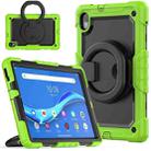 For Lenovo M10 Plus X606F Silicone + PC Holder Tablet Case(Yellow Green+Black) - 1