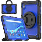 For Lenovo M10 Plus X606F Silicone + PC Holder Tablet Case(Black+Dark Blue) - 1