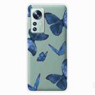 For Xiaomi 12 / 12X 5G Colored Drawing Pattern Highly Transparent TPU Protective Case(Blue Butterflies) - 1