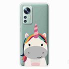 For Xiaomi 12 / 12X 5G Colored Drawing Pattern Highly Transparent TPU Protective Case(Fat Unicorn) - 1