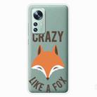 For Xiaomi 12 / 12X 5G Colored Drawing Pattern Highly Transparent TPU Protective Case(Fox Head) - 1