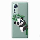 For Xiaomi 12 / 12X 5G Colored Drawing Pattern Highly Transparent TPU Protective Case(Panda Climbing Bamboo) - 1