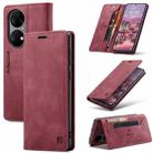 For Huawei P50 AutSpace A01 Skin-feel Crazy Horse Leather Phone Case(Wine Red) - 1