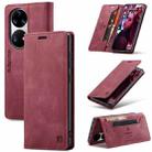 For Huawei P50 Pro AutSpace A01 Skin-feel Crazy Horse Leather Phone Case(Wine Red) - 1