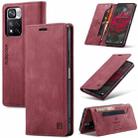 For Xiaomi Redmi Note 11 Pro AutSpace A01 Skin-feel Crazy Horse Leather Phone Case(Wine Red) - 1
