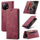 For Xiaomi Mi 11 AutSpace A01 Skin-feel Crazy Horse Leather Phone Case(Wine Red) - 1
