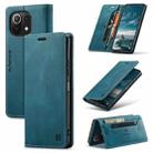 For Xiaomi Mi 11 Lite AutSpace A01 Skin-feel Crazy Horse Leather Phone Case(Blue) - 1